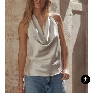 Zara Silver Halter Neck Blouse